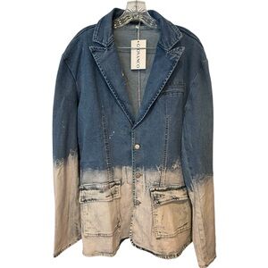 Giovanco Ombre Bleached Denim Blazer Size XL